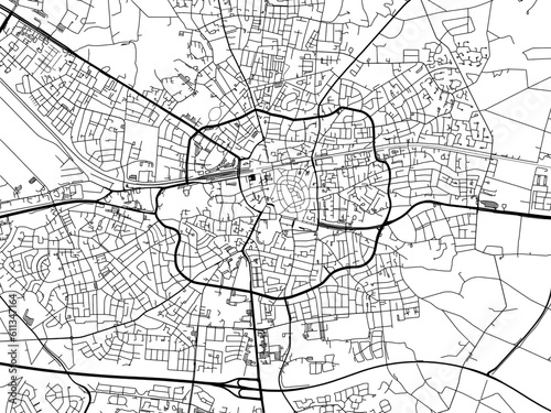 Vector road map of the city of  Enschede in the Netherlands on a white background.