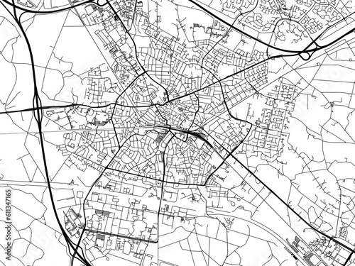 Vector road map of the city of Hengelo in the Netherlands on a white background.