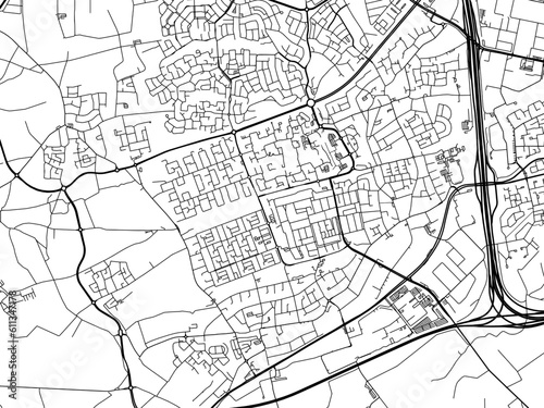 Vector road map of the city of  Veldhoven in the Netherlands on a white background.