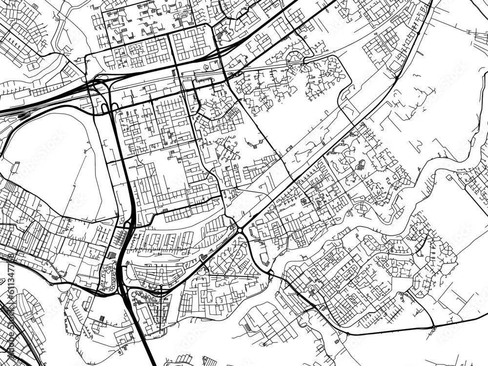 Vector road map of the city of  Capelle aan den IJssel in the Netherlands on a white background.