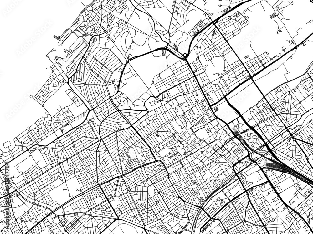 Naklejka premium Vector road map of the city of Den Haag in the Netherlands on a white background.