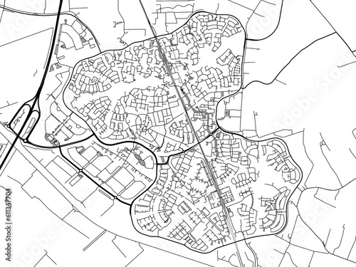 Vector road map of the city of  Houten in the Netherlands on a white background.