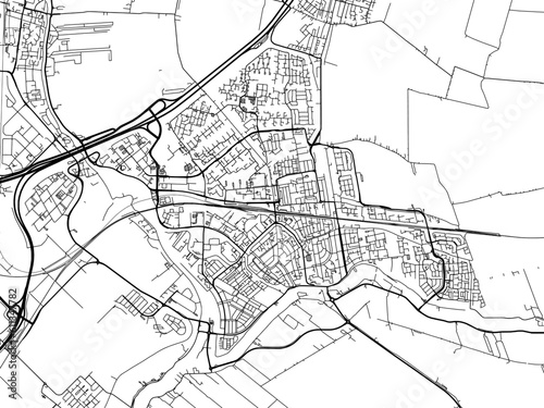 Vector road map of the city of  Gouda in the Netherlands on a white background.