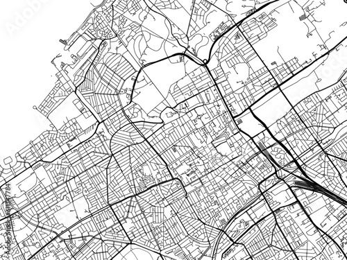 Vector road map of the city of Den Haag in the Netherlands on a white background.