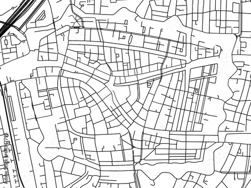 Vector road map of the city of  Leiden Centrum in the Netherlands on a white background.