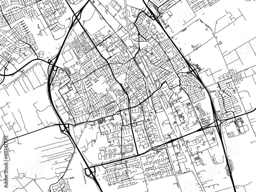 Vector road map of the city of  Delft in the Netherlands on a white background.