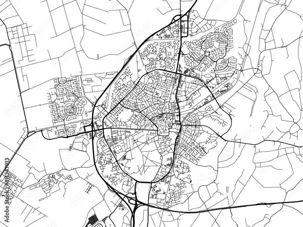 Vector road map of the city of  Assen in the Netherlands on a white background.