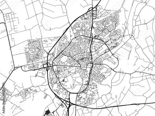 Vector road map of the city of Assen in the Netherlands on a white background.