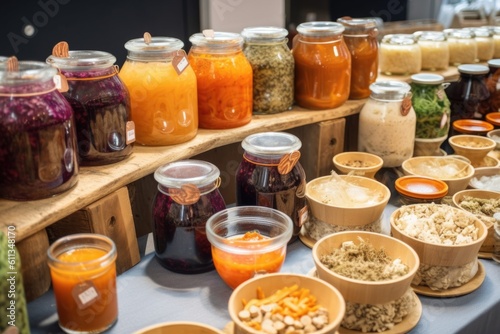 fermented foods market, with vendors offering a variety of fermented foods and drinks, created with generative ai