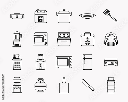 Vector design of kitchen tools icon in outline style. Perfect for element design, UI App, etc. 