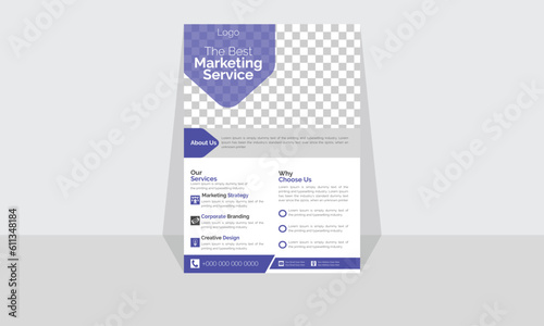 Modern Corporate and Creative Flyer Design Template Vertical Name Flyer Simple and Clean Violet and Black Business Flyer Vector Illustration Colorful Gradient Flyer Design Brochure Design Banner White