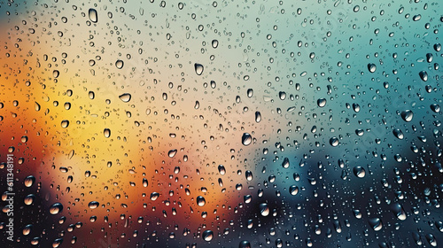 Pattern Of Raindrops On Glass Window Background.