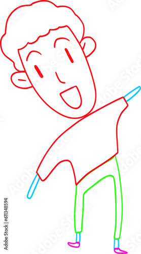 Abstract doodle hyperbolic person with a big head
