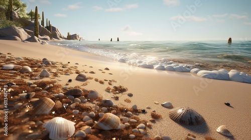 beach and sea - Immerse Yourself in the Ultra-Detailed Beauty of a Beach - HD Stock Image with Stunning Accuracy and Vibrant Colors, Generative AI