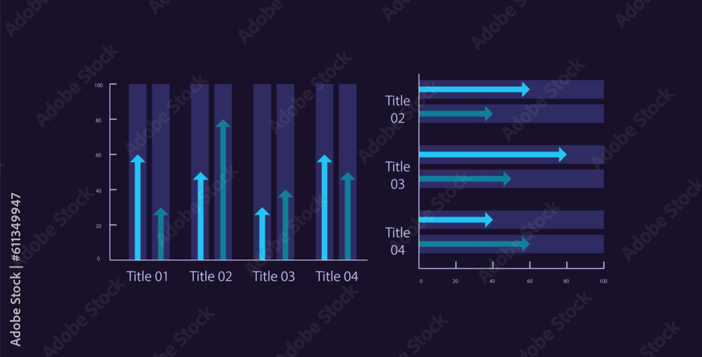 Vecteur Stock Grouped arrows infographic chart design template set for ...