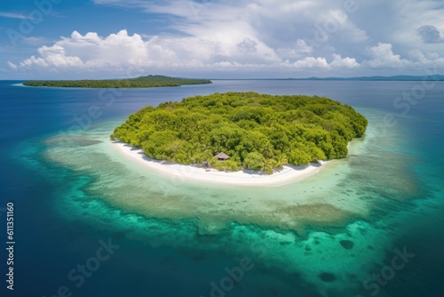 remote island with white sand beach and crystal-clear waters, surrounded by tropical paradise, created with generative ai © Alfazet Chronicles