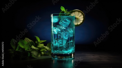 beautiful photography of soft drinks and blue color drink on table isolated background