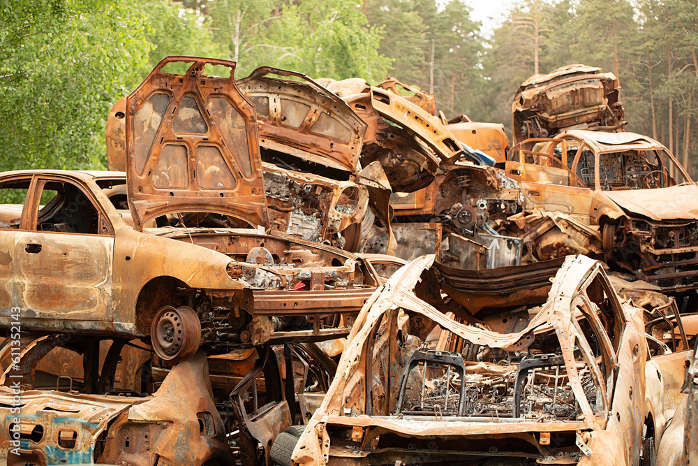 The Toll of War: Documenting the Ruined Cars Left by Russian Forces in Ukraine