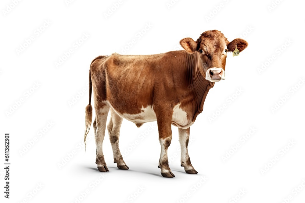 Standing Cow on an Isolated White Background