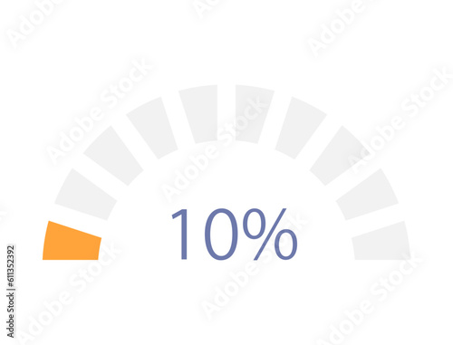 Segmented half circle infographic chart design template. Low scale. Process start. Editable arch infochart with minimum level. Visual data presentation. Myriad Pro-Bold, Regular fonts used