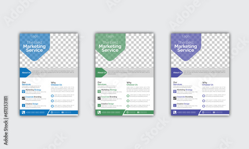 Modern Corporate and Creative Flyer Design Template Vertical Name Flyer Simple and Clean Blue Green Violet and Black Business Flyer Vector Illustration Colorful Gradient Flyer Design Brochure Design