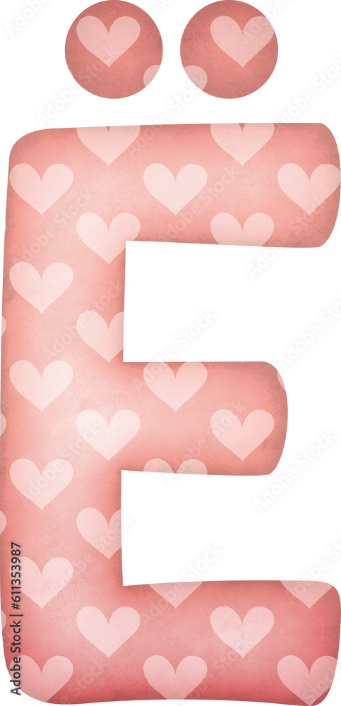 Love hearts letter Ë
