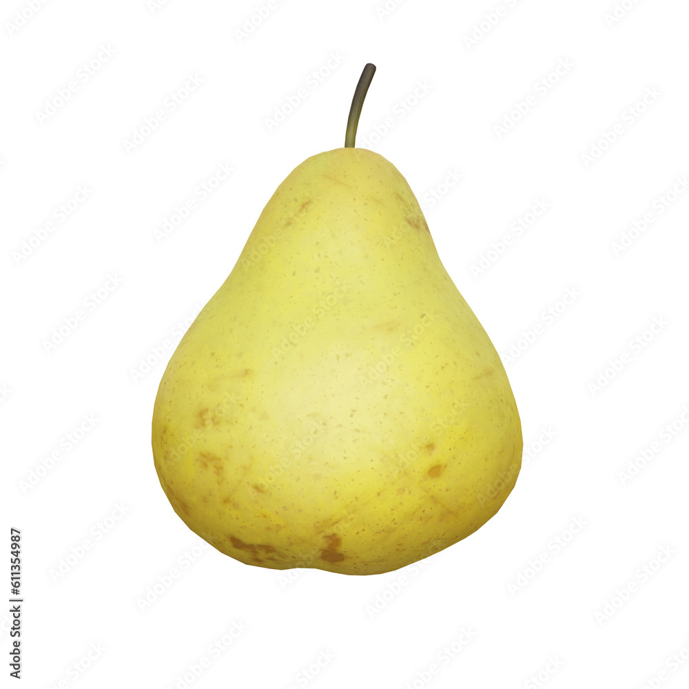 Realistic Fresh Yellow Pear. 3D Render. Cut Out. Food Element. Realistic Fresh Yellow Pear. 3D Render. Cut Out. Food Element.