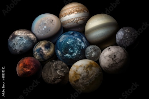 planets and their moons in stunning celestial portrait, created with generative ai