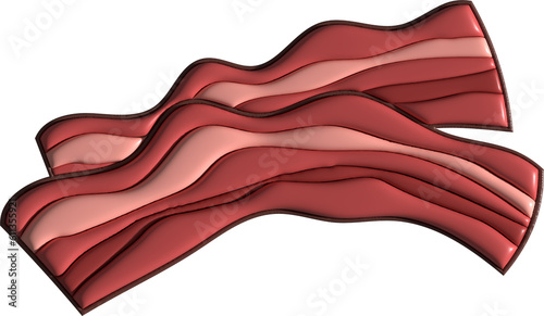 Bacon isolated on white background. Clip art element cartoon style.