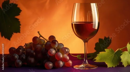 Glass of wine near grapes