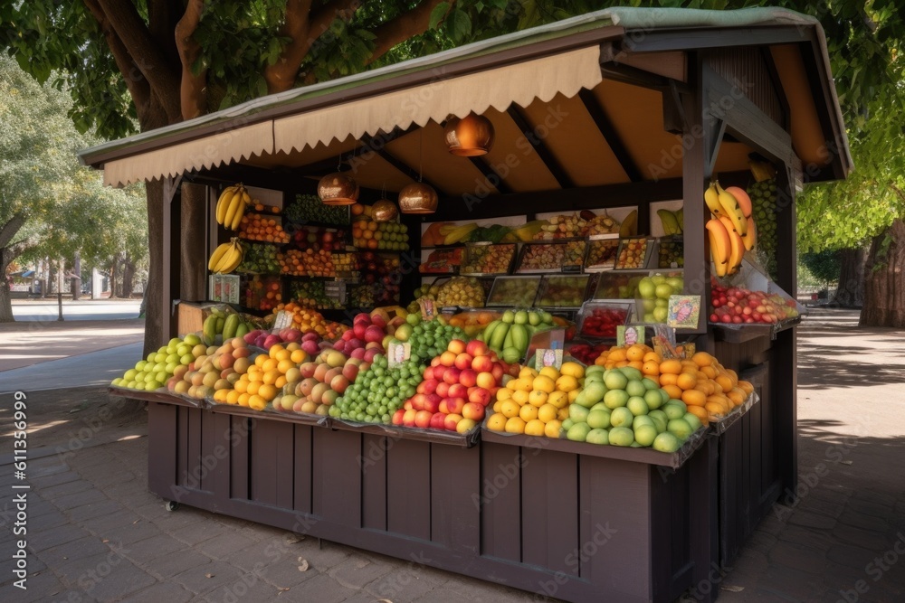 park food stand with fresh and delicious fruit, ready for a quick and healthy snack, created with generative ai