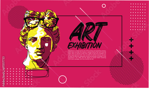 Modern Art Vector banner, Apollo's head