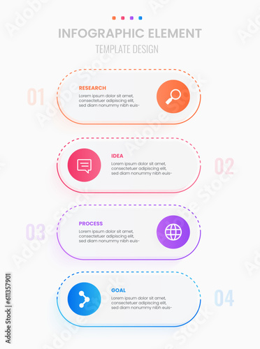 4 steps infographic element with soft gradient color. simple and flat template design. modern visuals design.