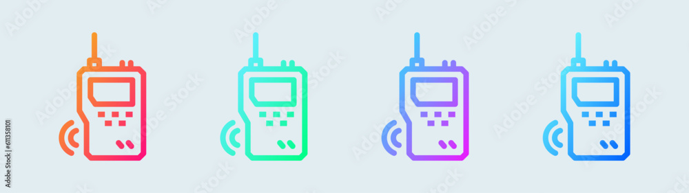 Walkie talkie line icon in gradient colors. Radio signs vector illustration. Walkie talkie line icon in gradient colors. Radio signs vector illustration.