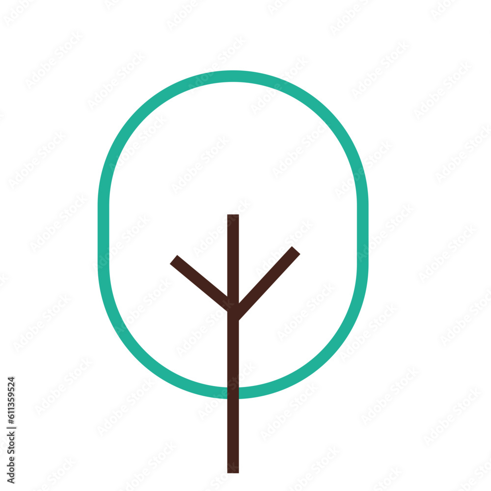 Geomteric Tree Line Icon Set Illustration Geomteric Tree Line Icon Set Illustration