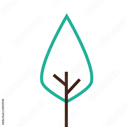 Geomteric Tree Line Icon Set Illustration