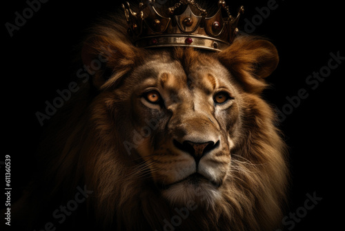 Lion King  Crowned Monarch of the Animal Kingdom. Generative AI