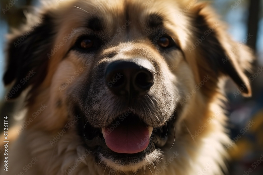 User central asian shepherd portrait dog, tongue close up, generated ai