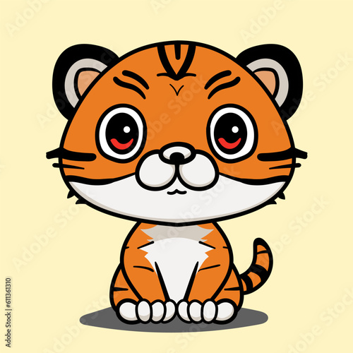 Fototapeta Naklejka Na Ścianę i Meble -  Playful Tiger Cartoon Character vector a vector for Illustrations and Designs
