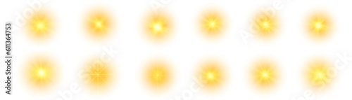 Yellow sun, a flash, a soft glow without departing rays. Star flashed with sparkles isolated on white background. Vector illustration of abstract yellow splash.
