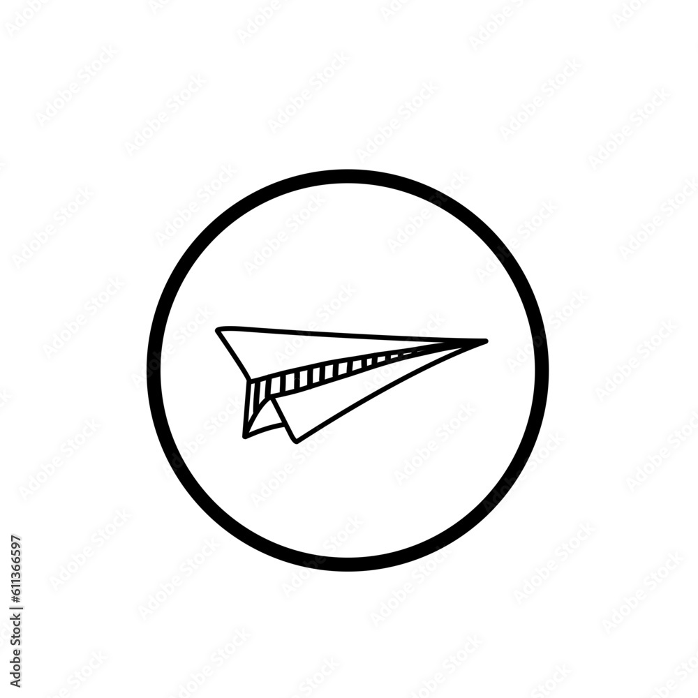 Paper airplane icon with circle border