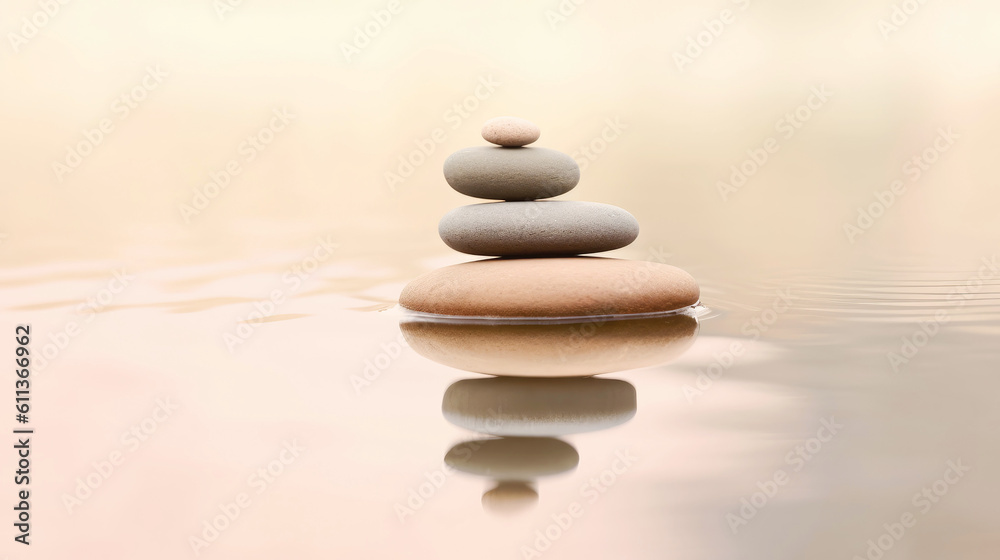 Stacked stones as zen and balance wellness concept (Generative AI) Stacked stones as zen and balance wellness concept (Generative AI)