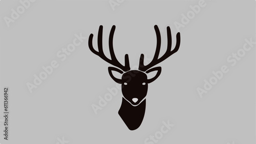 deer head silhouette, cute deer design, black and white