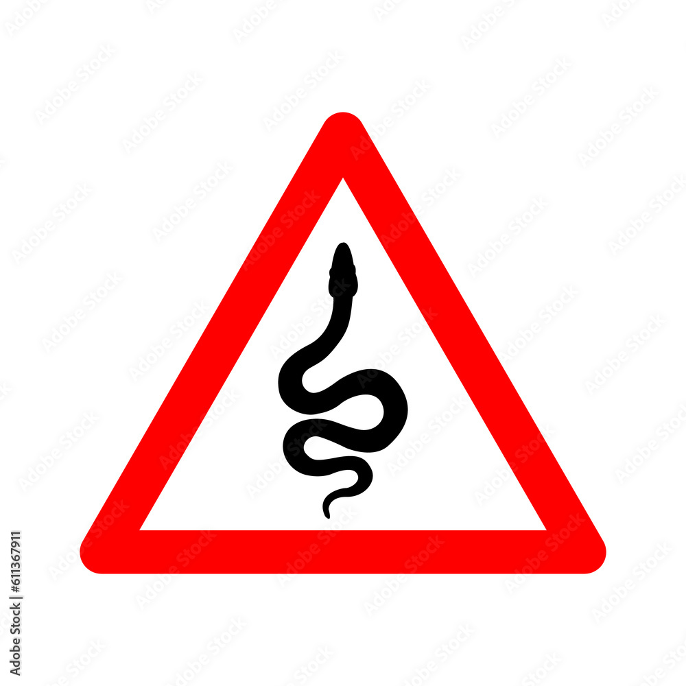 Sign snake. Snake warning sign. Danger snake sign. Red triangle sign ...