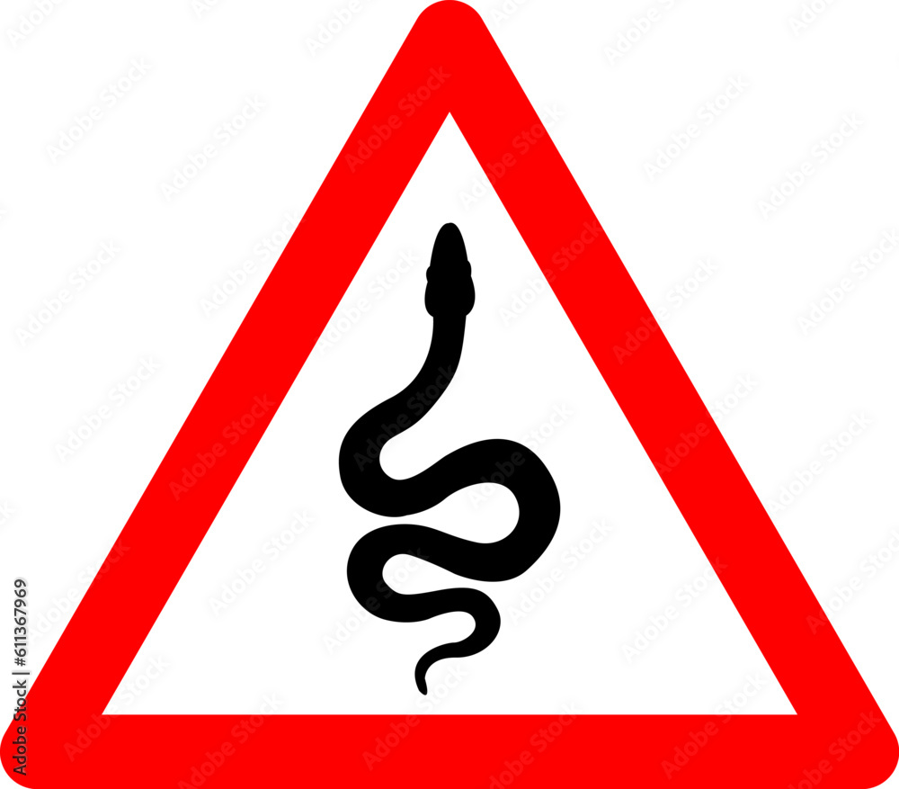 Sign Snake. Snake Warning Sign. Danger Snake Sign. Red Triangle Sign ...