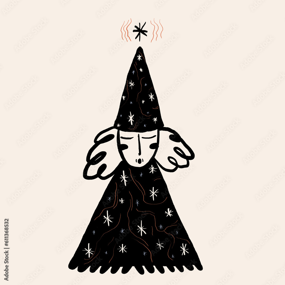 © ADDICTIVE STOCK - Drawing of dreamy magician in pointed hat
