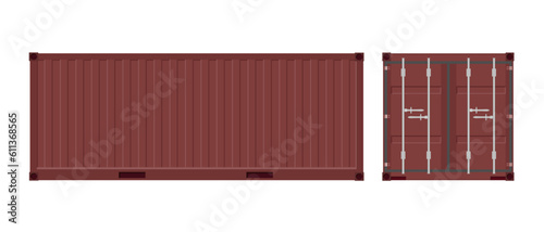 Brown shipping cargo container for transportation. Vector illustration in flat style. Isolated on white background.	
