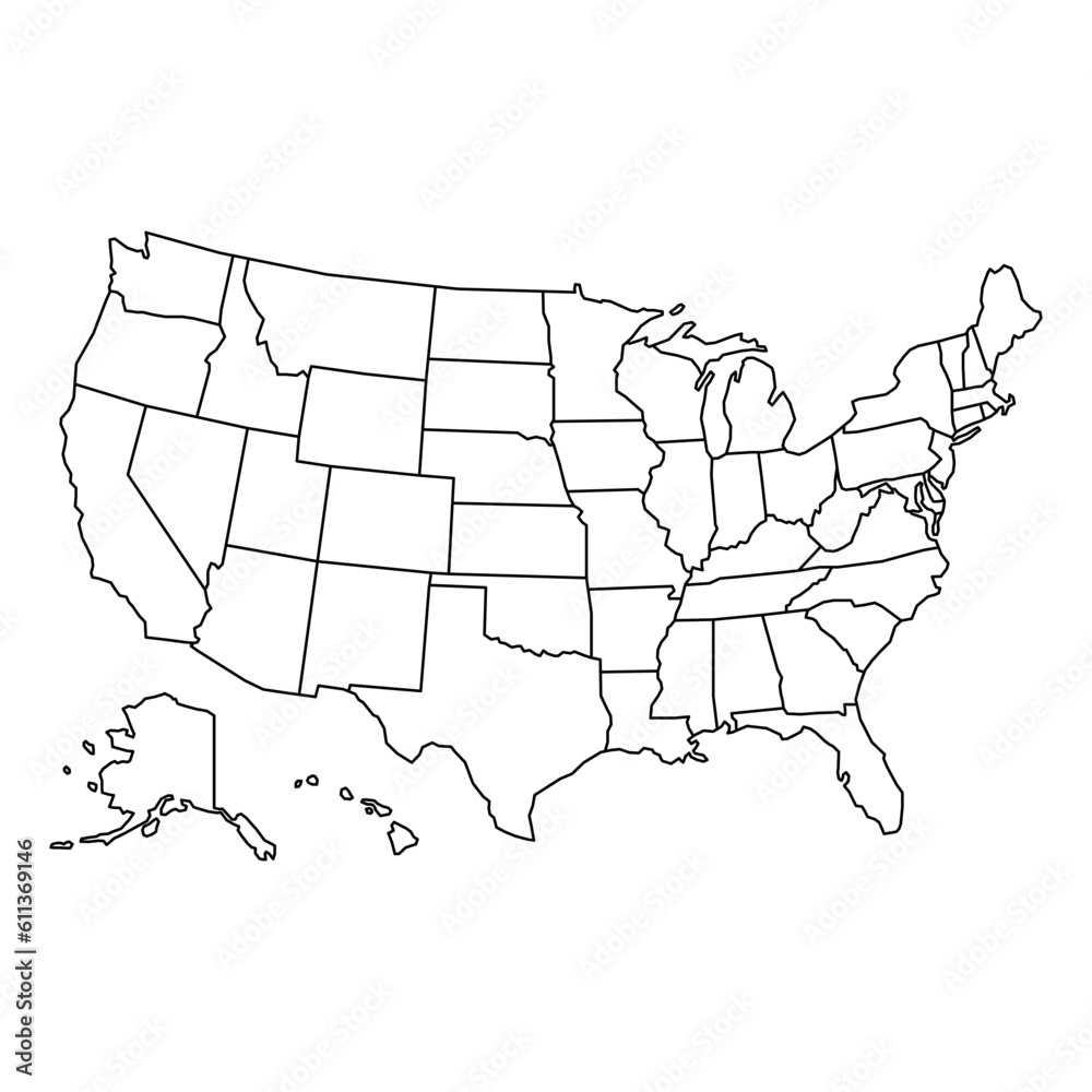 USA map background with states. United States of America map isolated ...