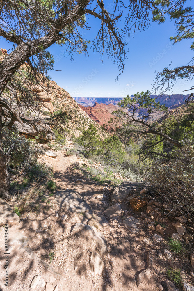 Hiking the tanner trail in grand canyon national park in arizona, usa Hiking the tanner trail in grand canyon national park in arizona, usa