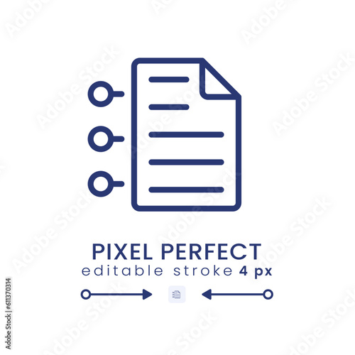 Contract conditions linear desktop icon. Legal document. Partnership agreement. Pixel perfect 128x128, outline 4px. GUI, UX design. Isolated user interface element for website. Editable stroke